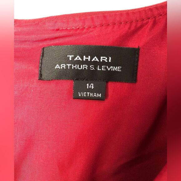 Tahari ASL cocktail Taffeta midi Dress back zipper with belt size 14 - Picture 6 of 14